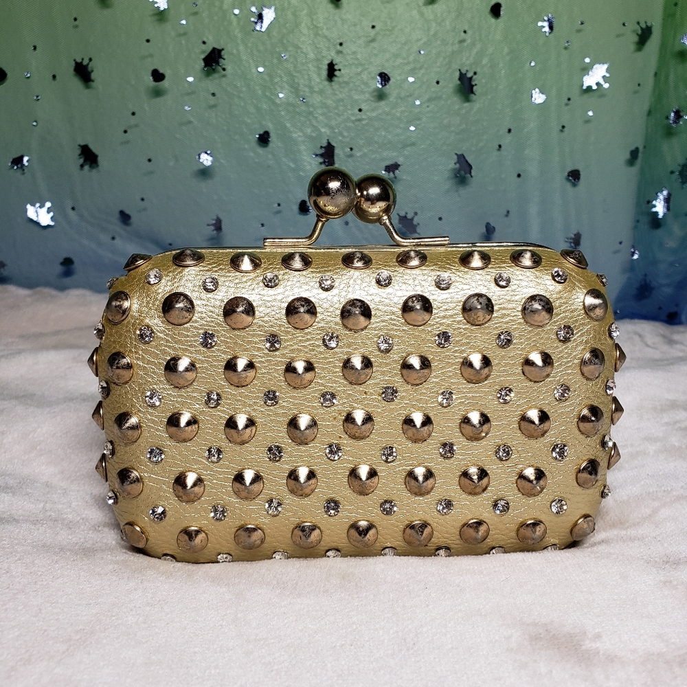 Gold Studded Rhinestone Crossbody/Clutch